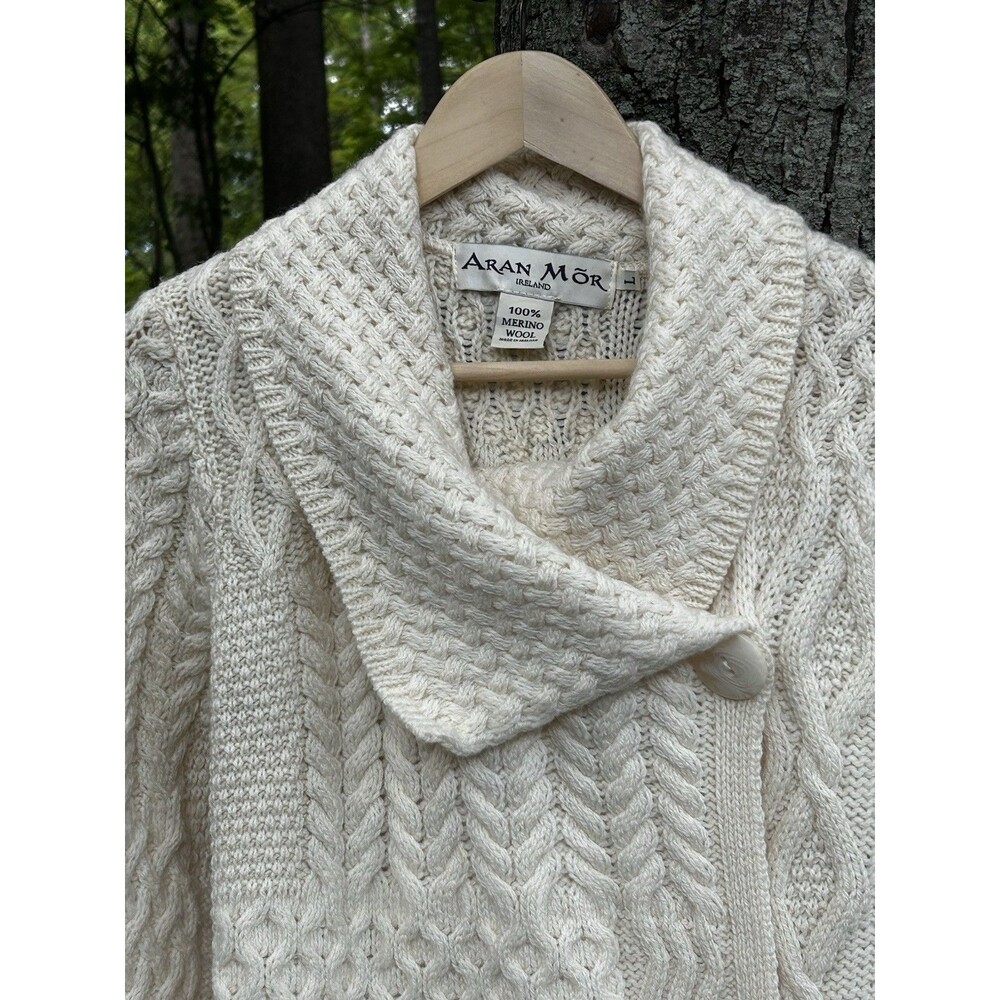 Aran Mor Irish Knit Fisherman Sweater Women's Size Large Merino Wool Ireland - Picture 3 of 8
